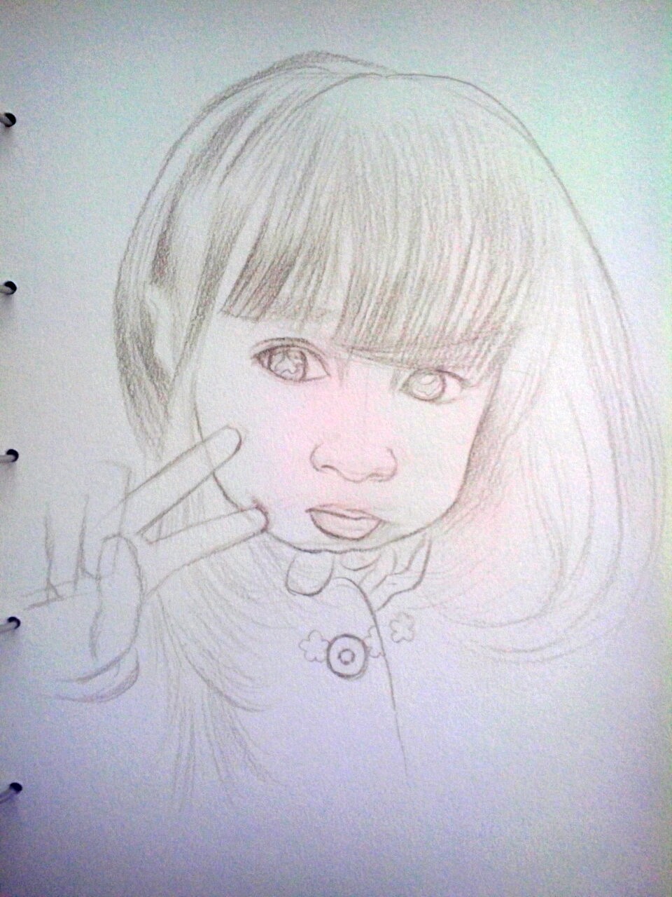 彩铅《卖萌的剪刀手~》,附步骤图~