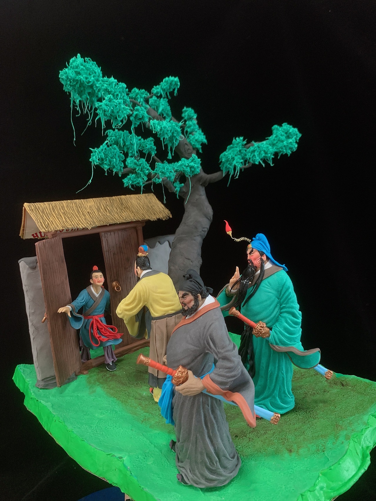 康健面塑作品《三顾茅庐》