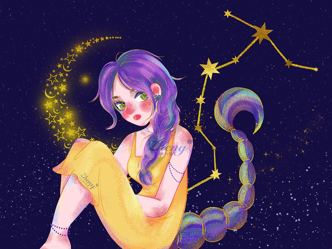 十二星座少女插画-天蝎座（图ZMjQyODUwMTEy） - 商业插画 - 站酷设计师爱吃糖的整er原创素材 - 站酷ZCOOL