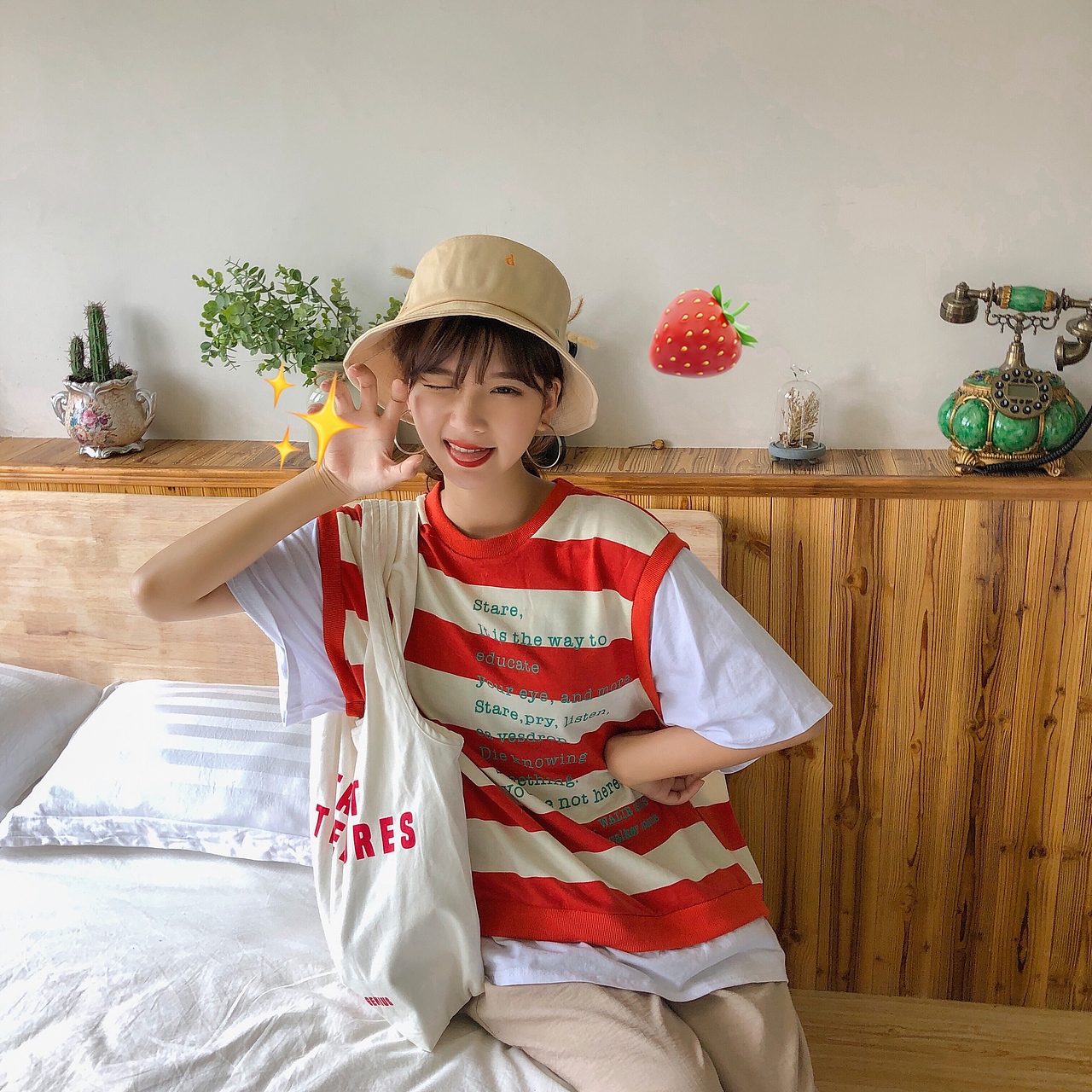 可爱少女风帽子拍摄!