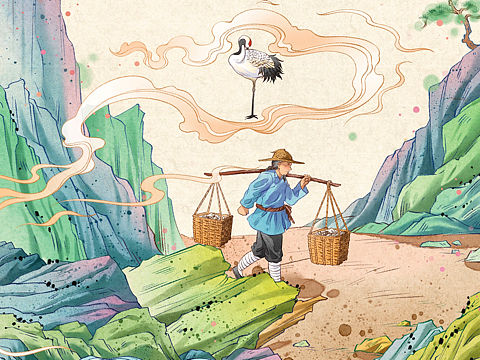 水墨国风儿童插画｜水彩