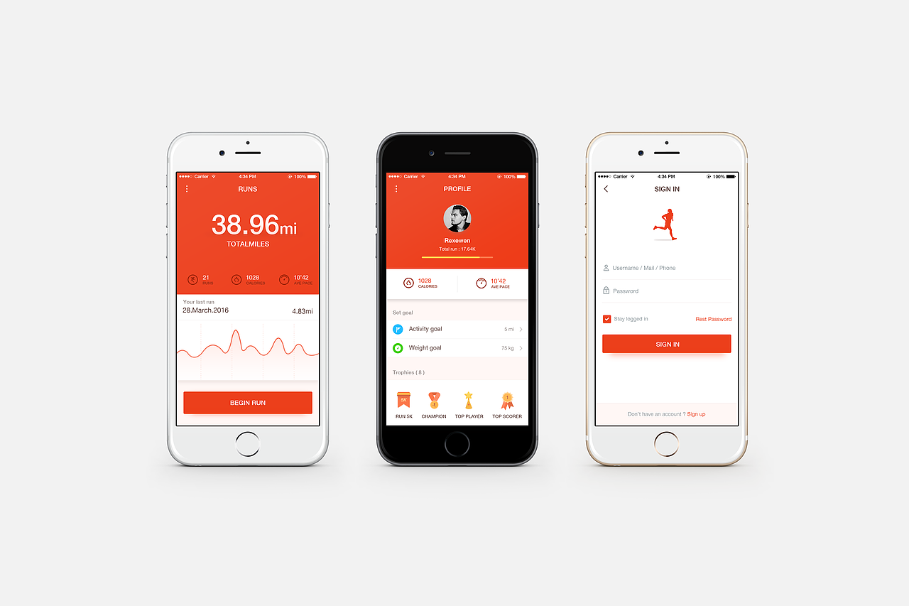 跑步类APP（图ZNDc5ODYzOTI=） - APP界面 - 站酷设计师rexed原创素材 - 站酷ZCOOL