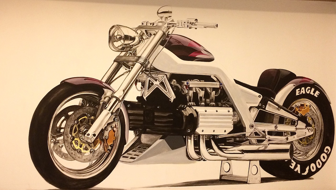 墙绘写实3d立体摩托