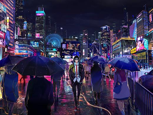 VGAME｜官网KV1_霓虹雨夜制作过程分享