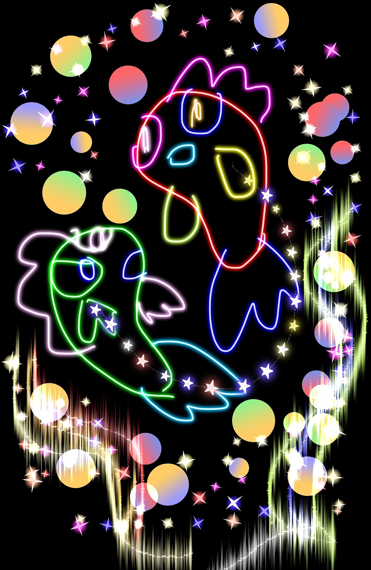 荧光涂鸦泡泡鱼