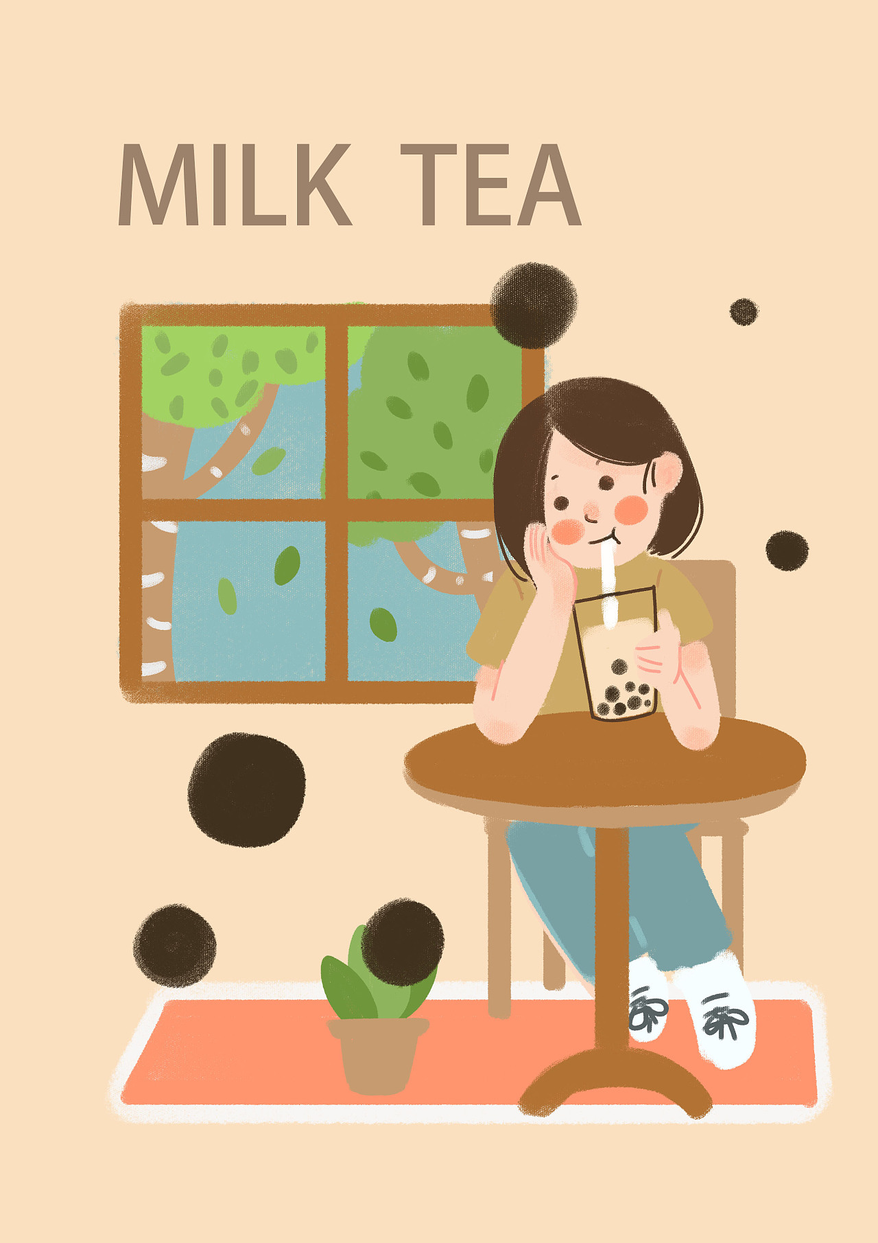 喝奶茶 - 堆糖，美图壁纸兴趣社区