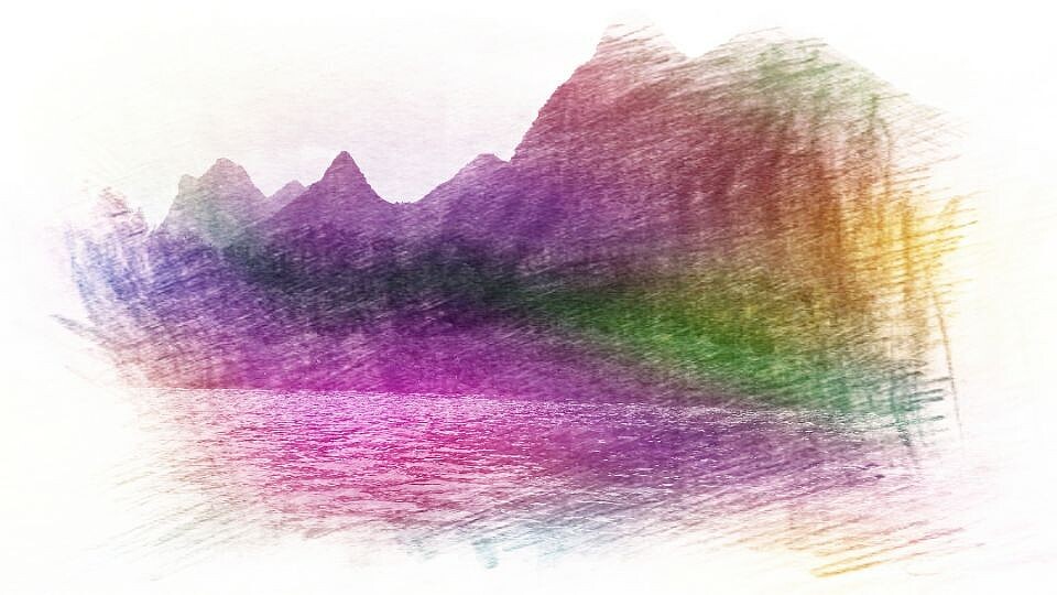 桂林山水彩铅画图片