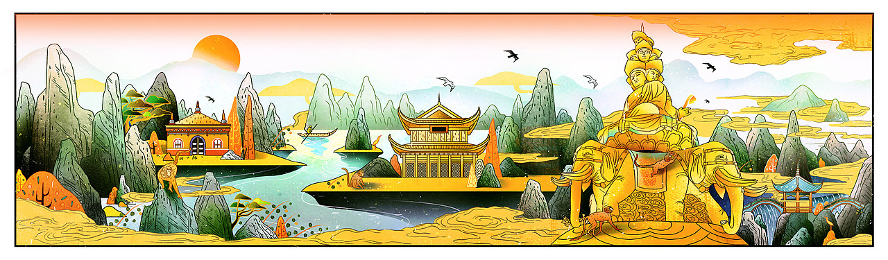 灵猴峨眉长图 / - 四川峨眉山