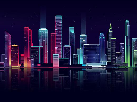 NYC 霓虹的都市夜景