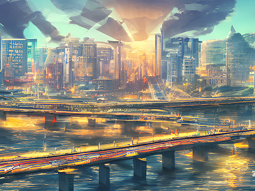#AI创作实验室#阳光，城市，海边，隧道，机场，国潮