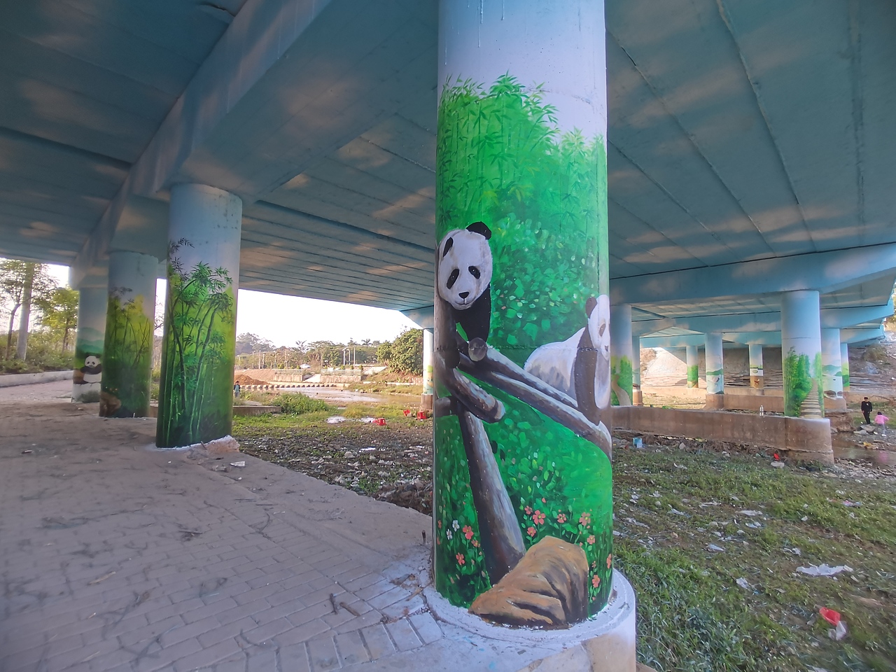 乡村振新,熊猫、竹子文化墙绘