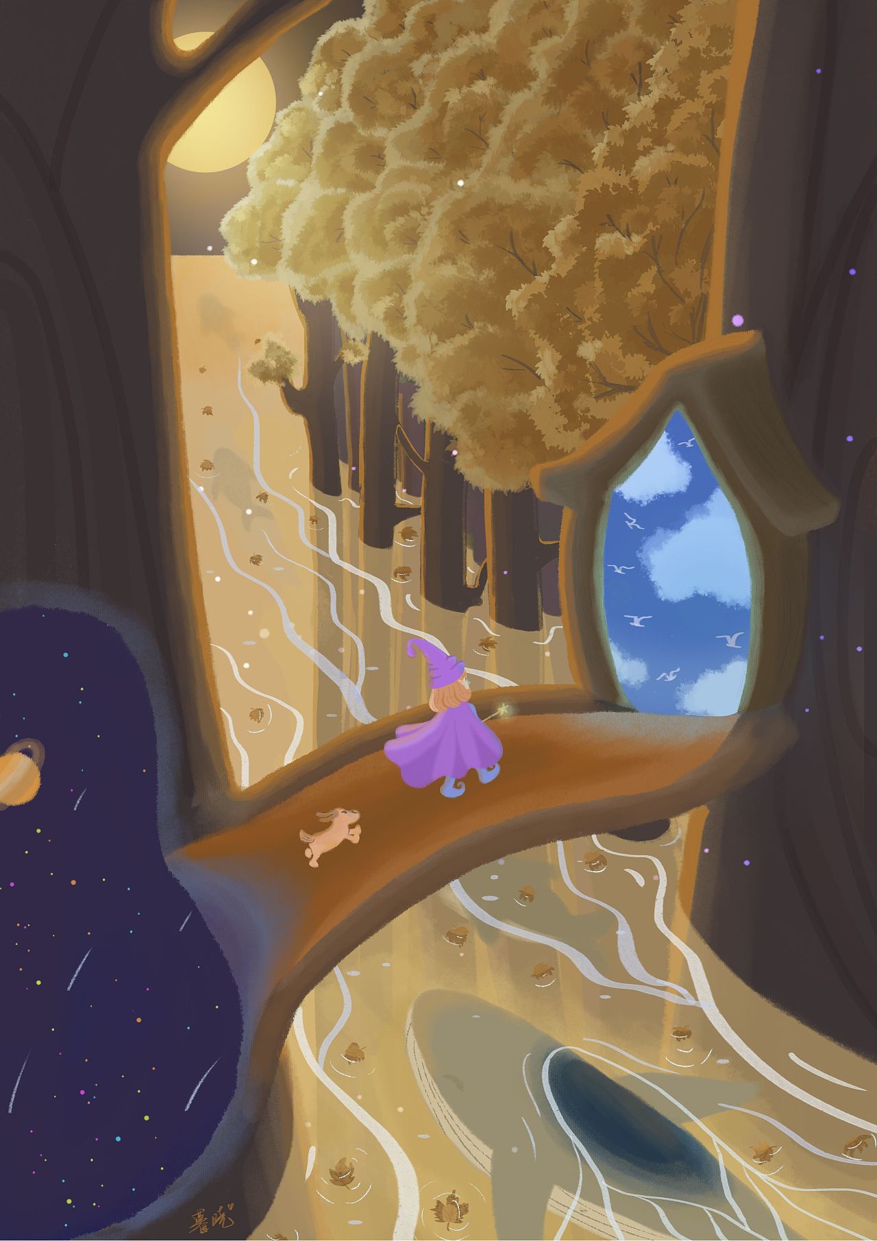 月下的平行时空|插画|创作习作|暮晓zl - 原创作品 - 站酷 (zcool)