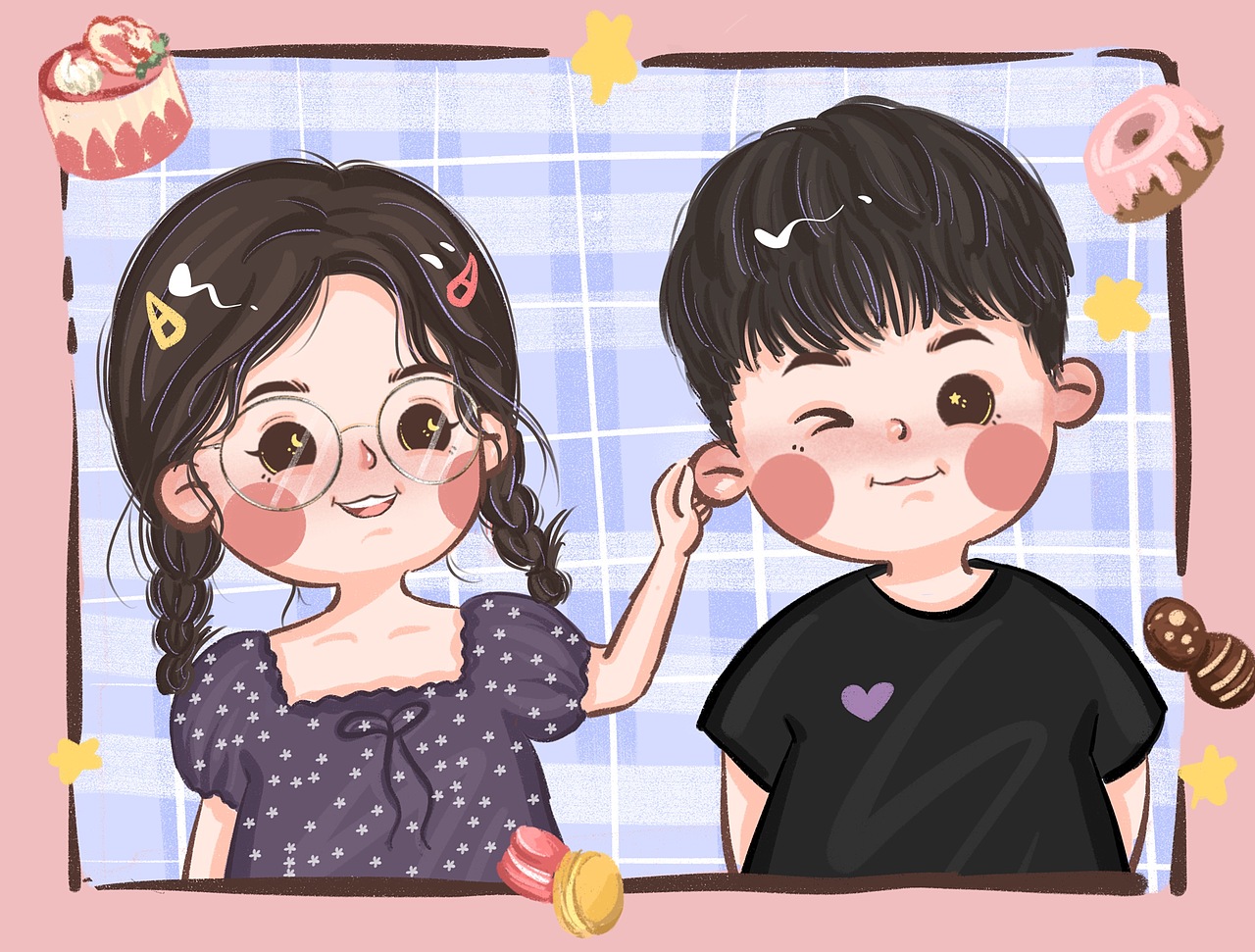 q版情侣合照 情侣头像