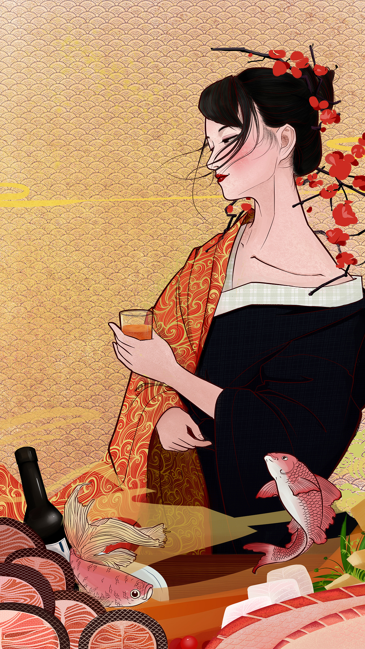 洪冲系列黄酒插画