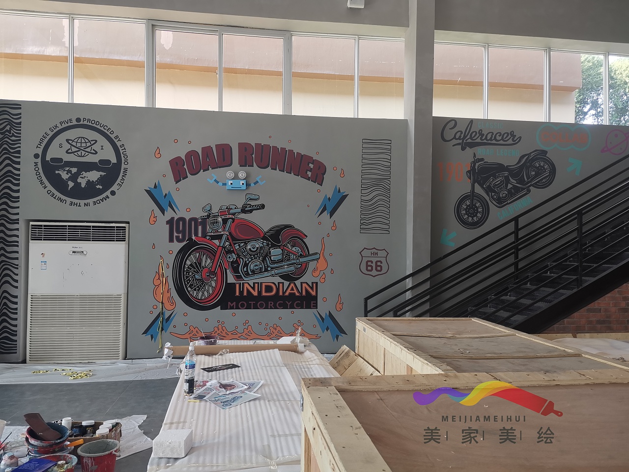 太原墙绘太原机车彩绘文化墙彩绘,|插画|商业插画|太原墙绘太原手绘