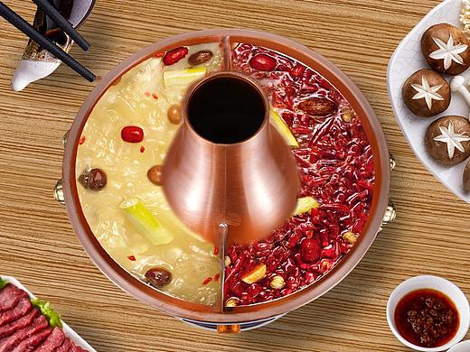 老北京紫铜珐琅火锅清汤鸳鸯火锅拍摄