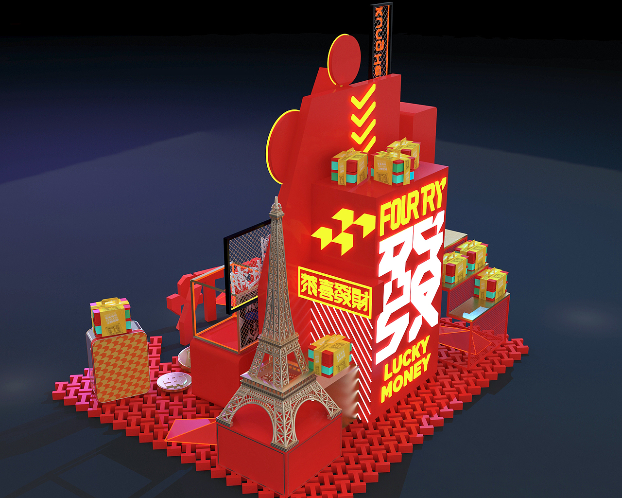 良品铺子新年店内美陈（图ZMTk2NDg1NjAw） - 建筑/空间 - 站酷设计师西瓜南瓜哈密瓜原创素材 - 站酷ZCOOL