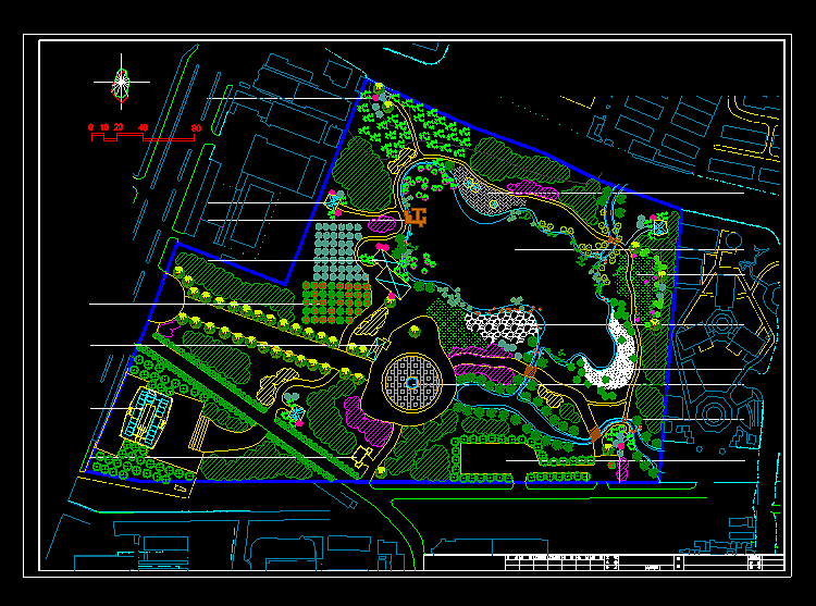小庭园绿化CAD设计施工平面图图纸