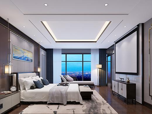 新中式主卧（个人主页-ZNDYyNDI4NTI=） - 家装设计 - 站酷设计师61度灰设计事务所原创素材 - 站酷ZCOOL