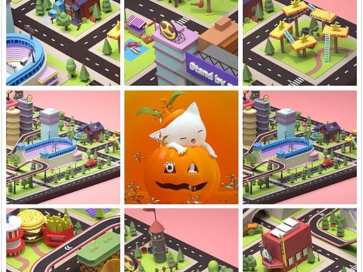 C4D小镇和一些练习图