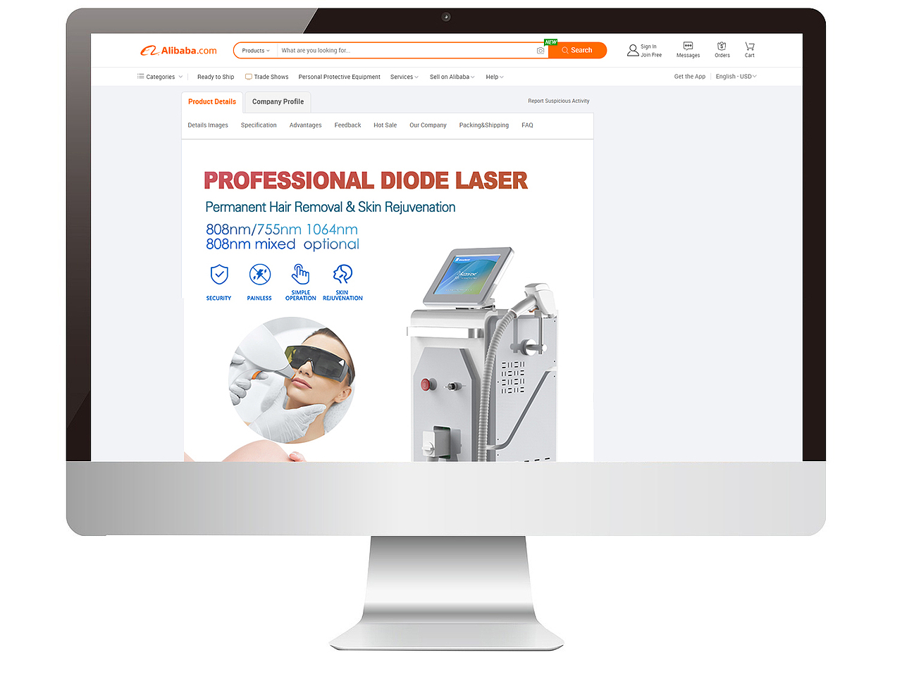 激光脱毛808nm 仪器 英文详情页（图ZMjA2ODEyNzA0） - 电商 - 站酷设计师Danny_Lin原创素材 - 站酷ZCOOL
