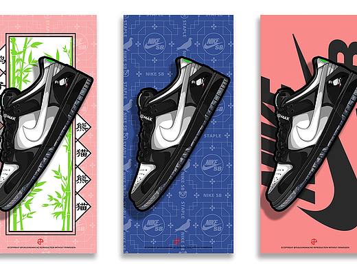 Staple X Nike Dunk SB 熊猫鸽子球鞋插画
