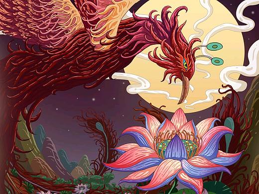 四大神獸～朱雀（帶線稿）（個(gè)人主頁(yè)-ZNjYyNjI0NDQ=） - 創(chuàng)作習(xí)作 - 站酷設(shè)計(jì)師大陳插畫原創(chuàng)素材 - 站酷ZCOOL