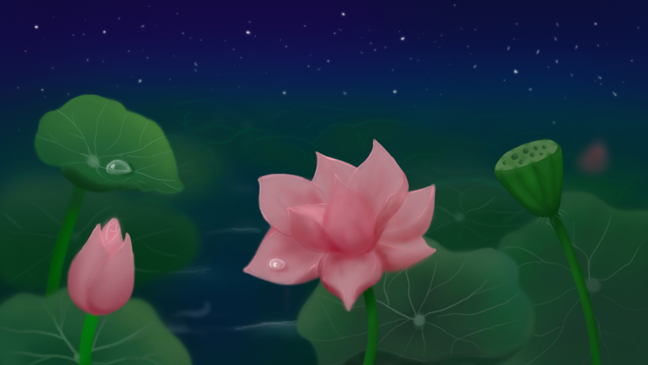 荷塘夜色（图ZMjI4Njc2ODcy） - 儿童插画 - 站酷设计师Vivivi酱原创素材 - 站酷ZCOOL