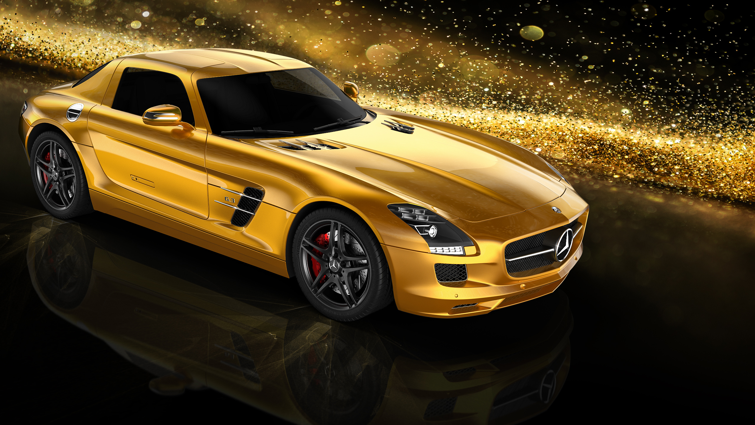 奔驰sls金色颗粒背景广告图