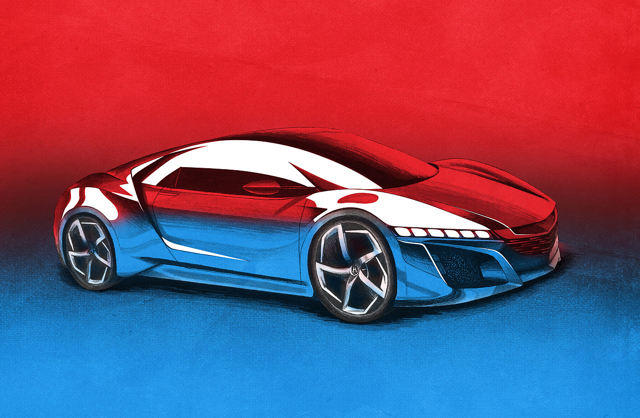 原创作品:汽车效果图手绘分步图