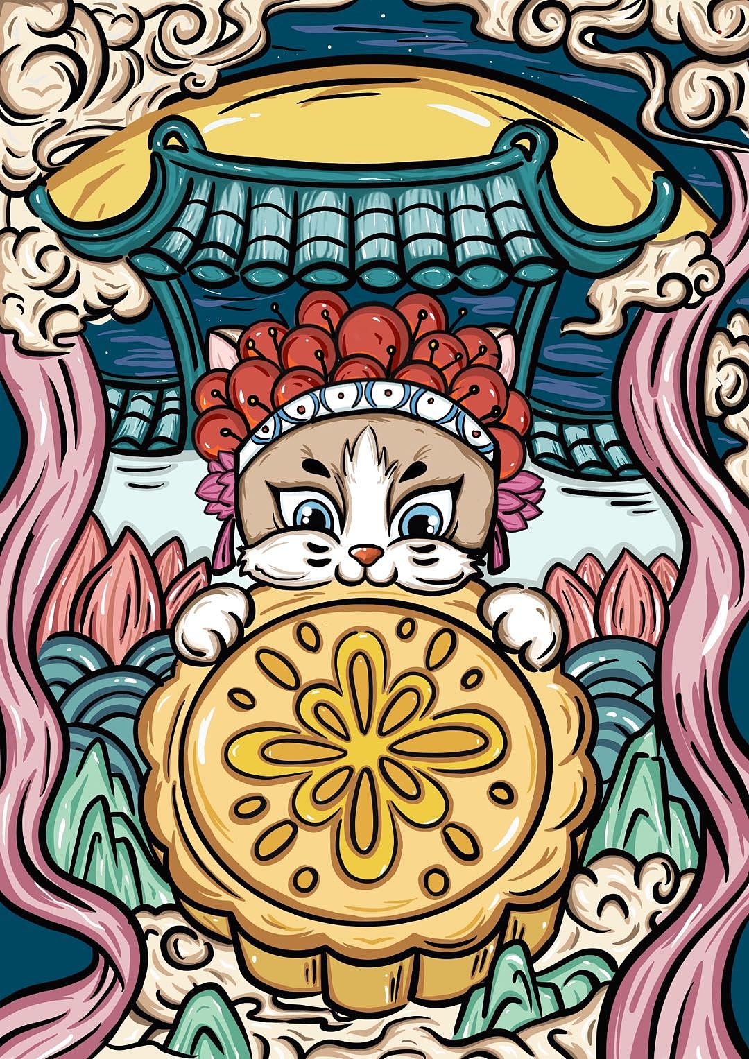 戏曲元素国潮风插画设计