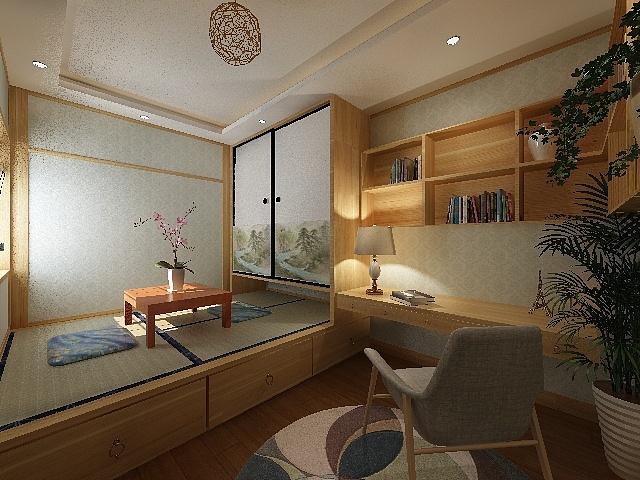 3D效果图 - 榻榻米卧室