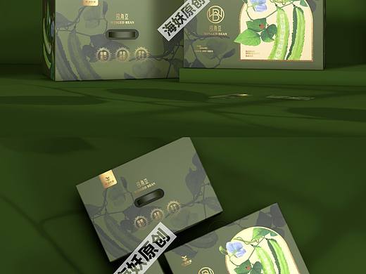 ｛原创｝四季豆蔬菜农产品包装设计手绘插画