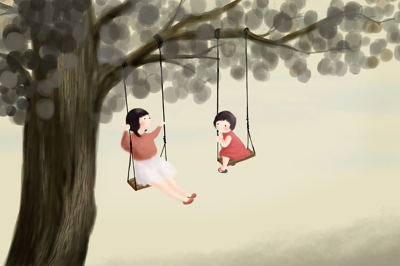 秋千|插画|创作习作|sandyzhang77 - 原创作品 - 站酷 (zcool)