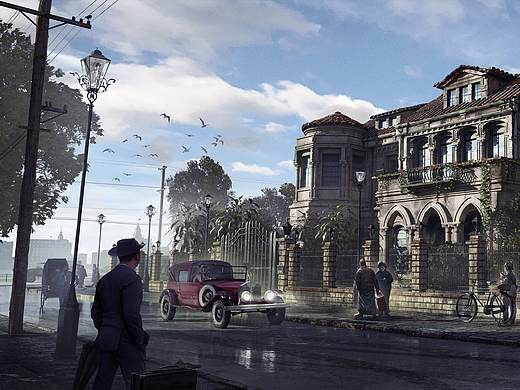 民国上海1930年代  场景概念设计  别墅区中景