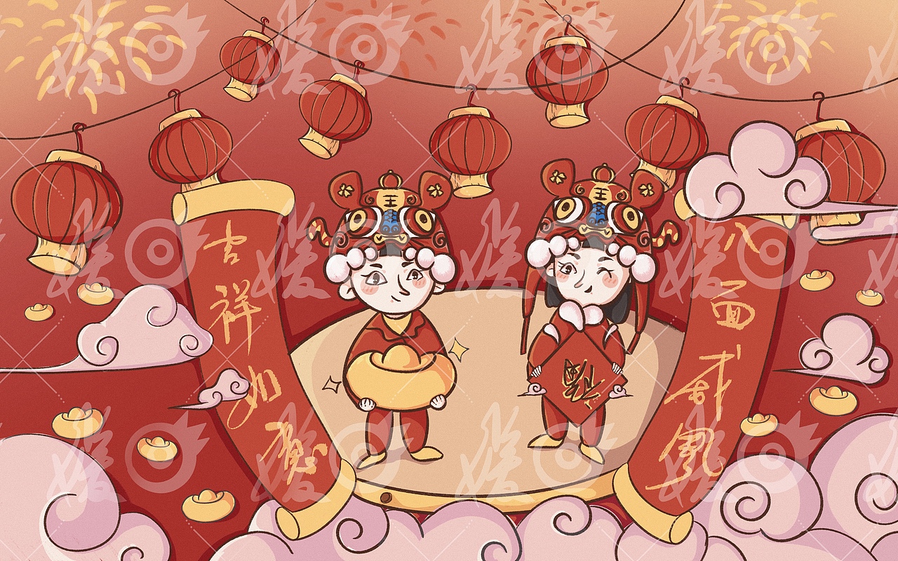 春節(jié) 過年氛圍感（圖ZMjg1NDA4OTM2） - 兒童插畫 - 站酷設(shè)計師媛圈圈圈圈原創(chuàng)素材 - 站酷ZCOOL