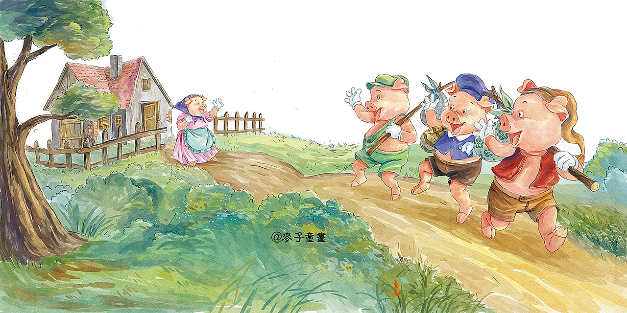 三只猪（图ZMTE5MzMzMzQw） - 绘本 - 站酷设计师麦子童画原创素材 - 站酷ZCOOL