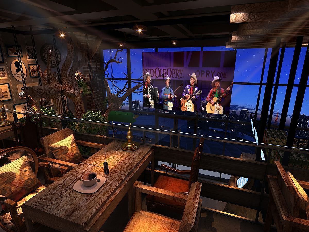 咖啡馆3D原型设计漫猫咖啡