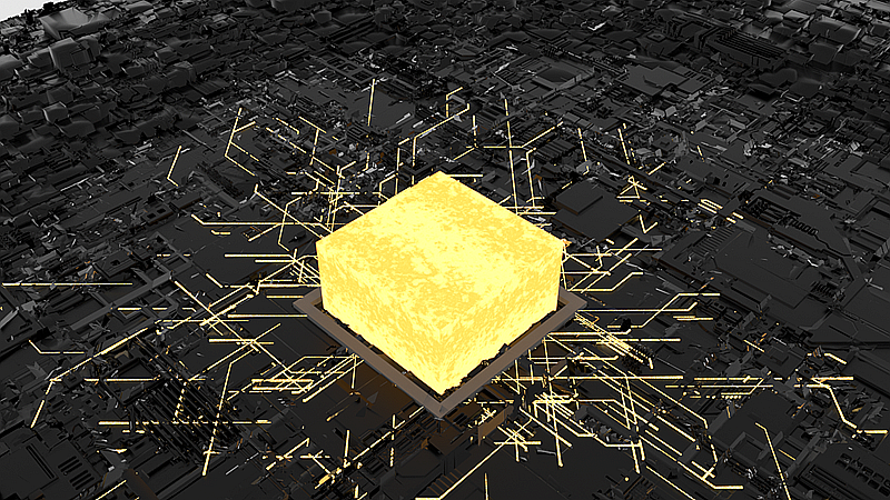 C4D Octane方形构成科技芯片制作概念动态影视短片习作