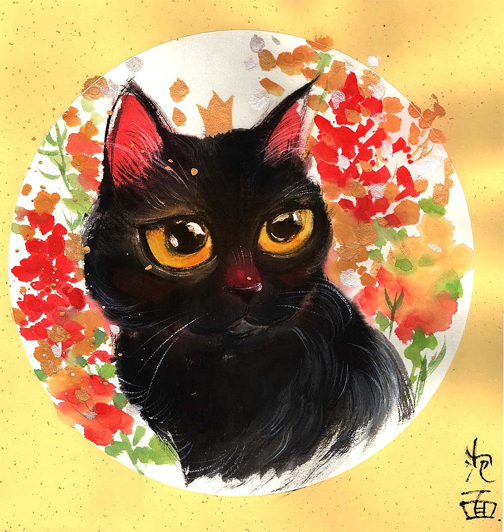 一组水墨猫咪希望大家喜欢