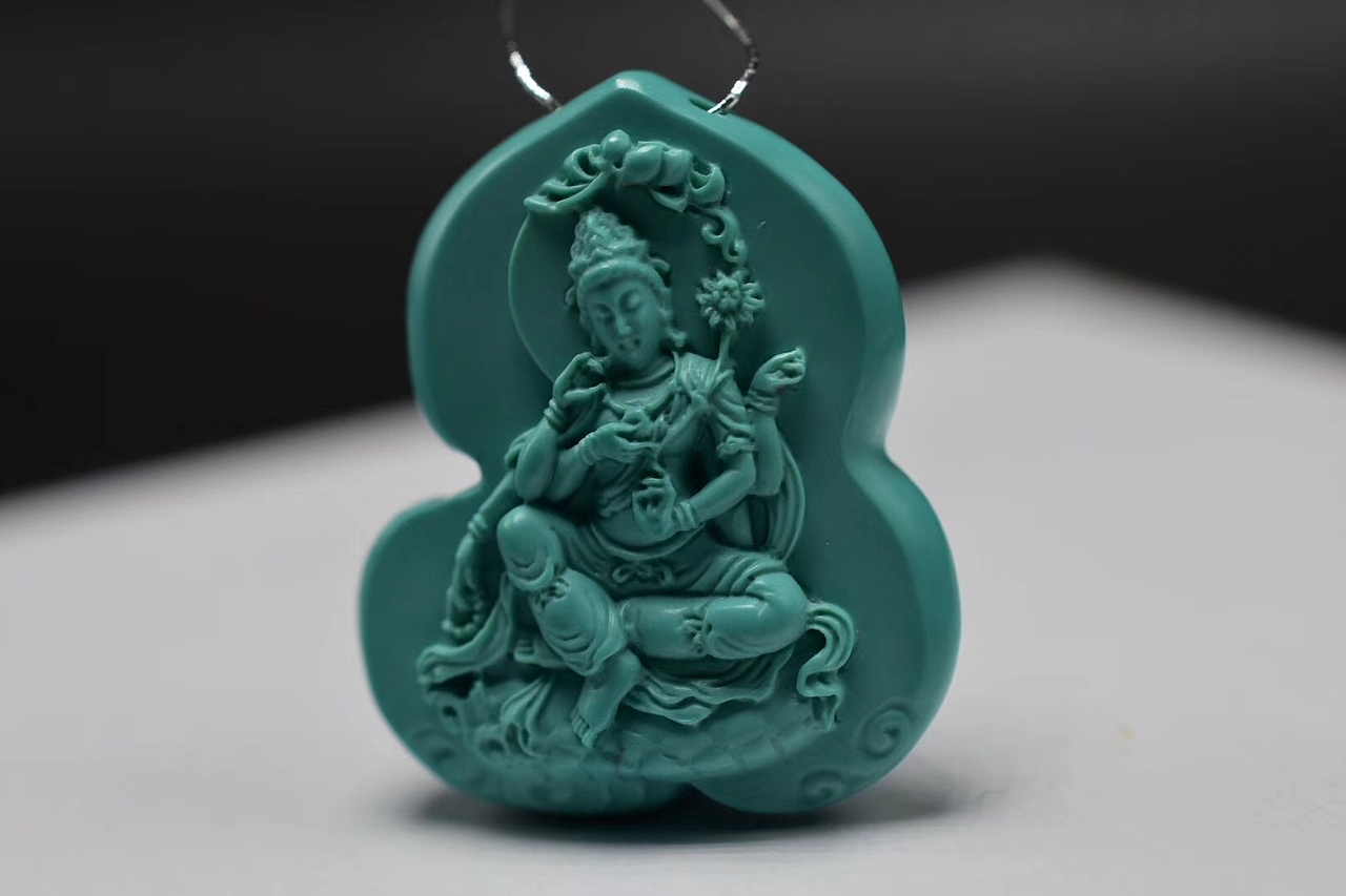 松石御龙观音雕件 高瓷（图ZMTA5MDY1NTIw） - 首饰设计 - 站酷设计师核雕工作室原创素材 - 站酷ZCOOL