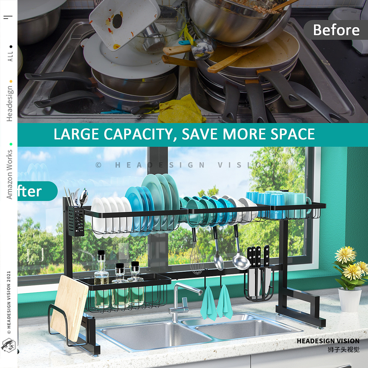 水槽架产品拍摄_主图设计_A+页面设计-狮子头视觉（图ZMjUxNjk3NzU2） - 电商 - 站酷设计师亚马逊主图设计原创素材 - 站酷ZCOOL