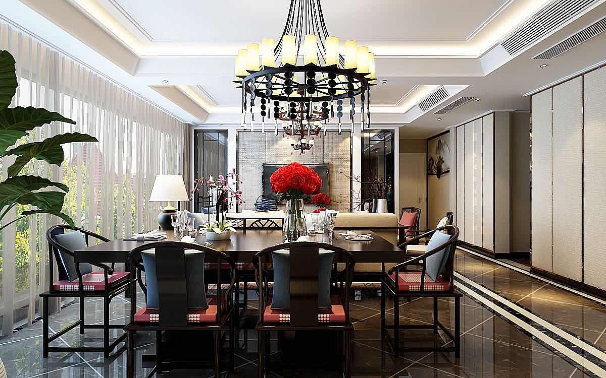 济南桂花园220平米混搭风格装修案例—AMA国际装饰