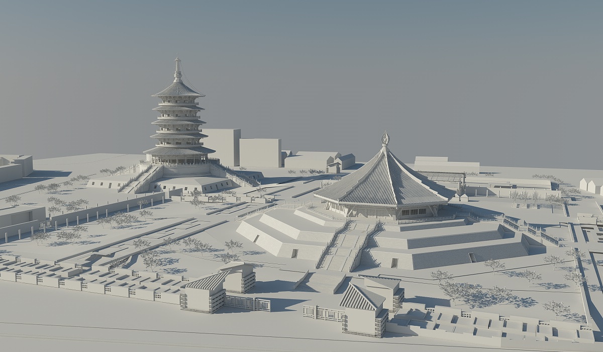 景区三维建模渲染(cinema 4d vray)