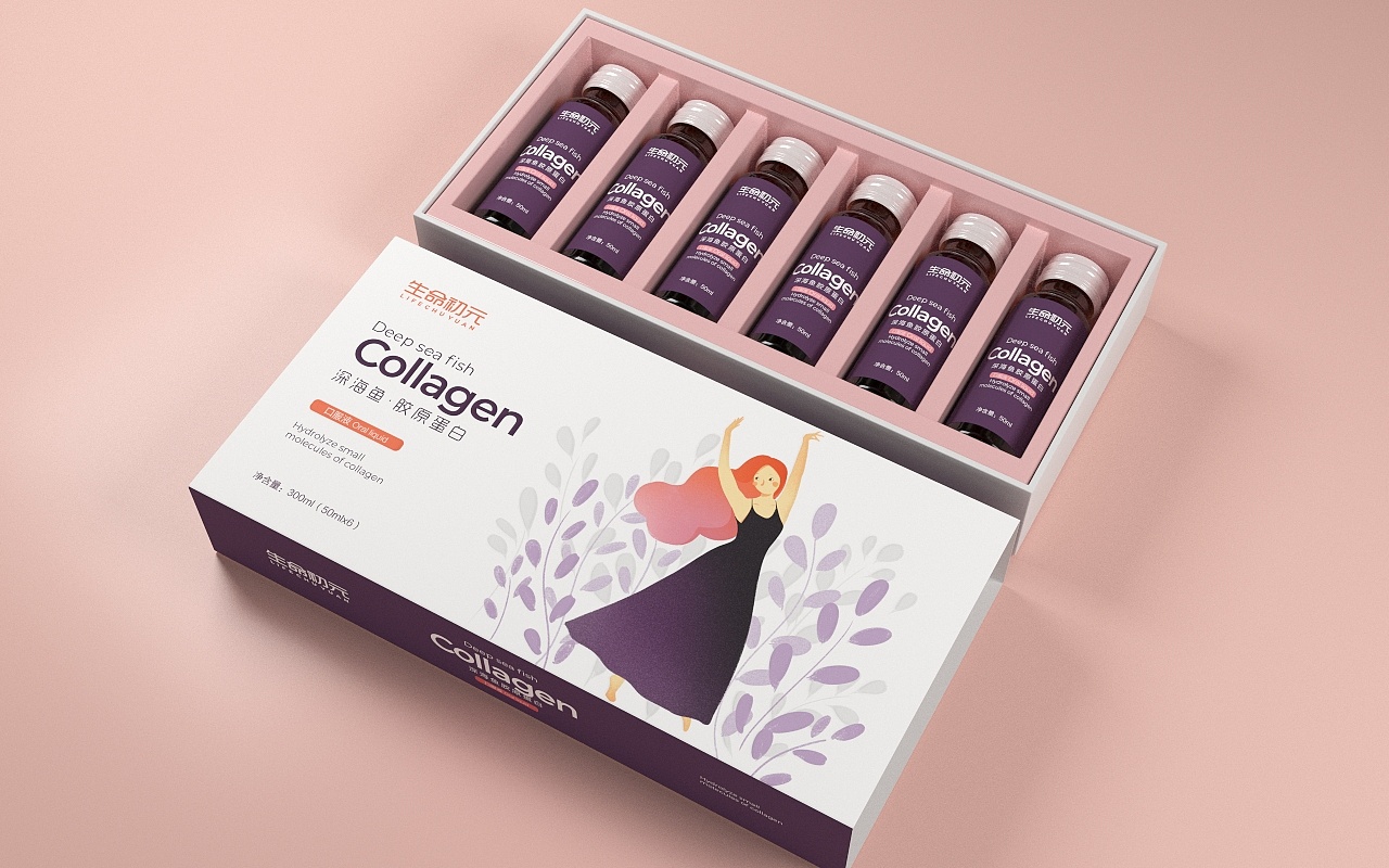 胶原蛋白口服液保健食品健康食品包装设计生命初元