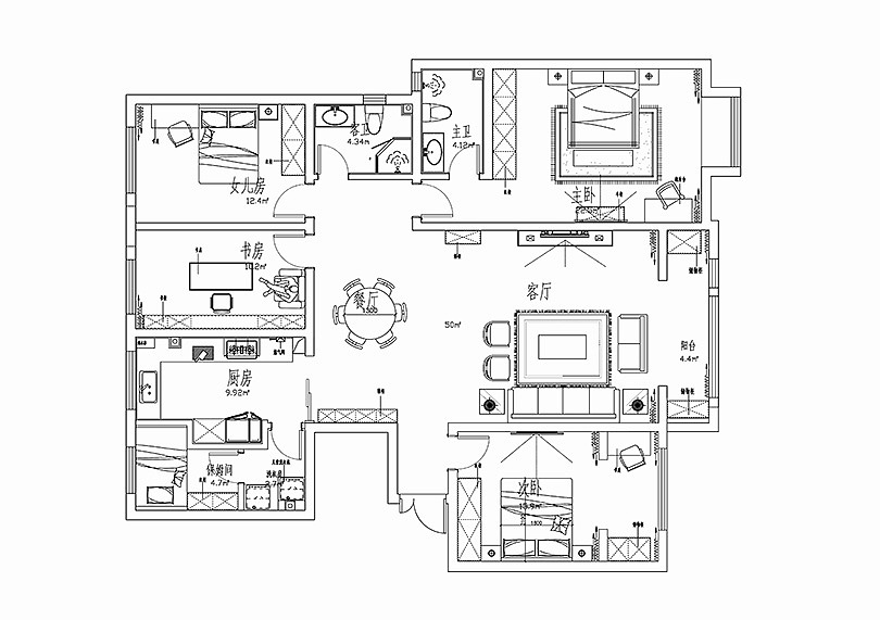 郑州正商华钻160平大气美式,西方经济实用兼顾优雅