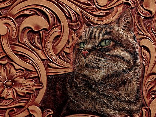 《革也皮雕》永远的观复猫 花肥肥