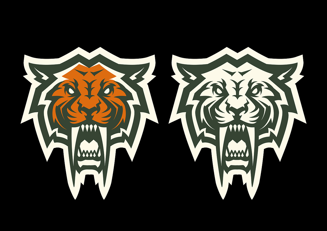 剑齿虎形象，美式logo