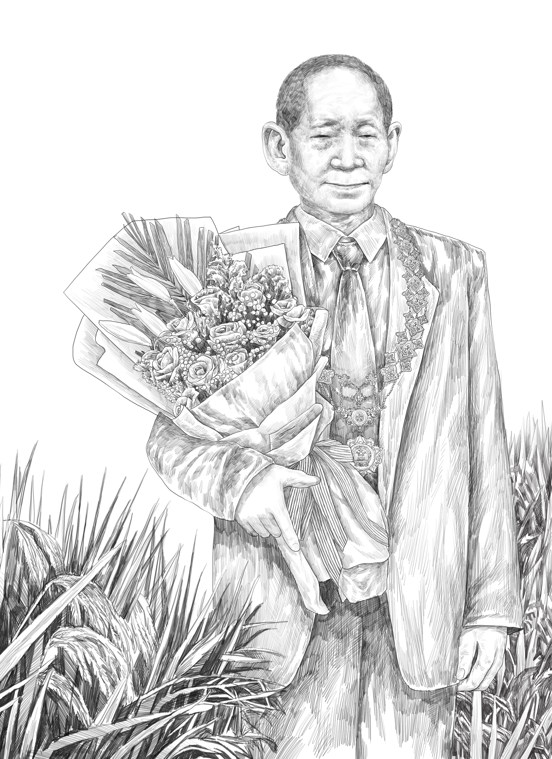 水稻之父的简笔画绘画图片