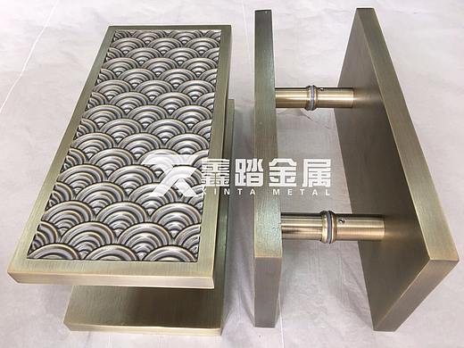 铝板立体浮雕工艺拉手 酒店大门拉手 铝板雕刻拉手